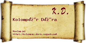 Kolompár Dóra névjegykártya